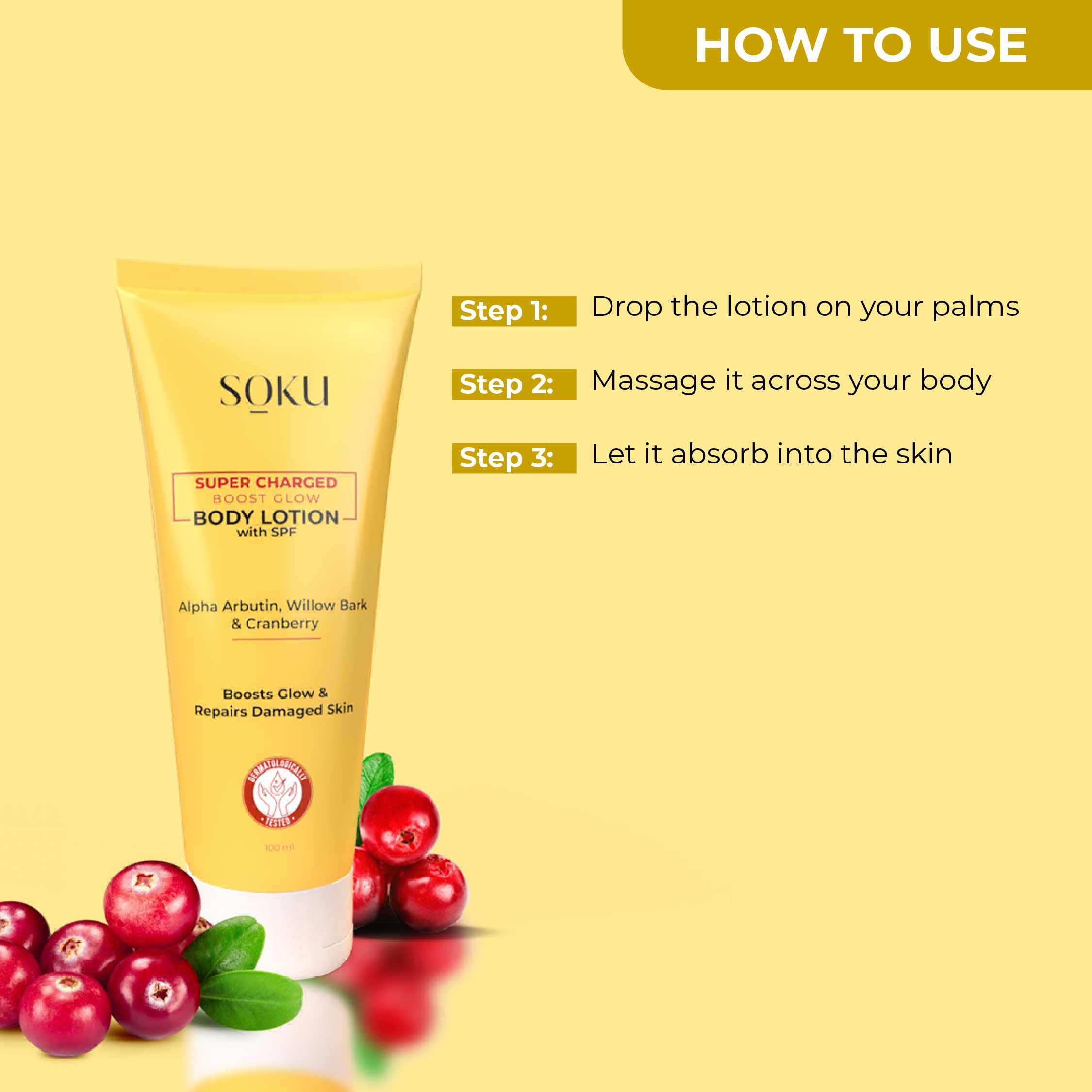SOKU Super Charged Boost Glow Body Lotion with SPF - 100ml