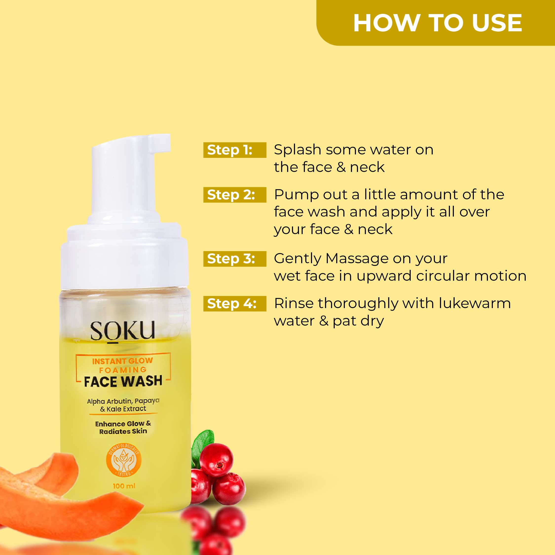 SOKU Instant Glow Foaming Face Wash- 100ml