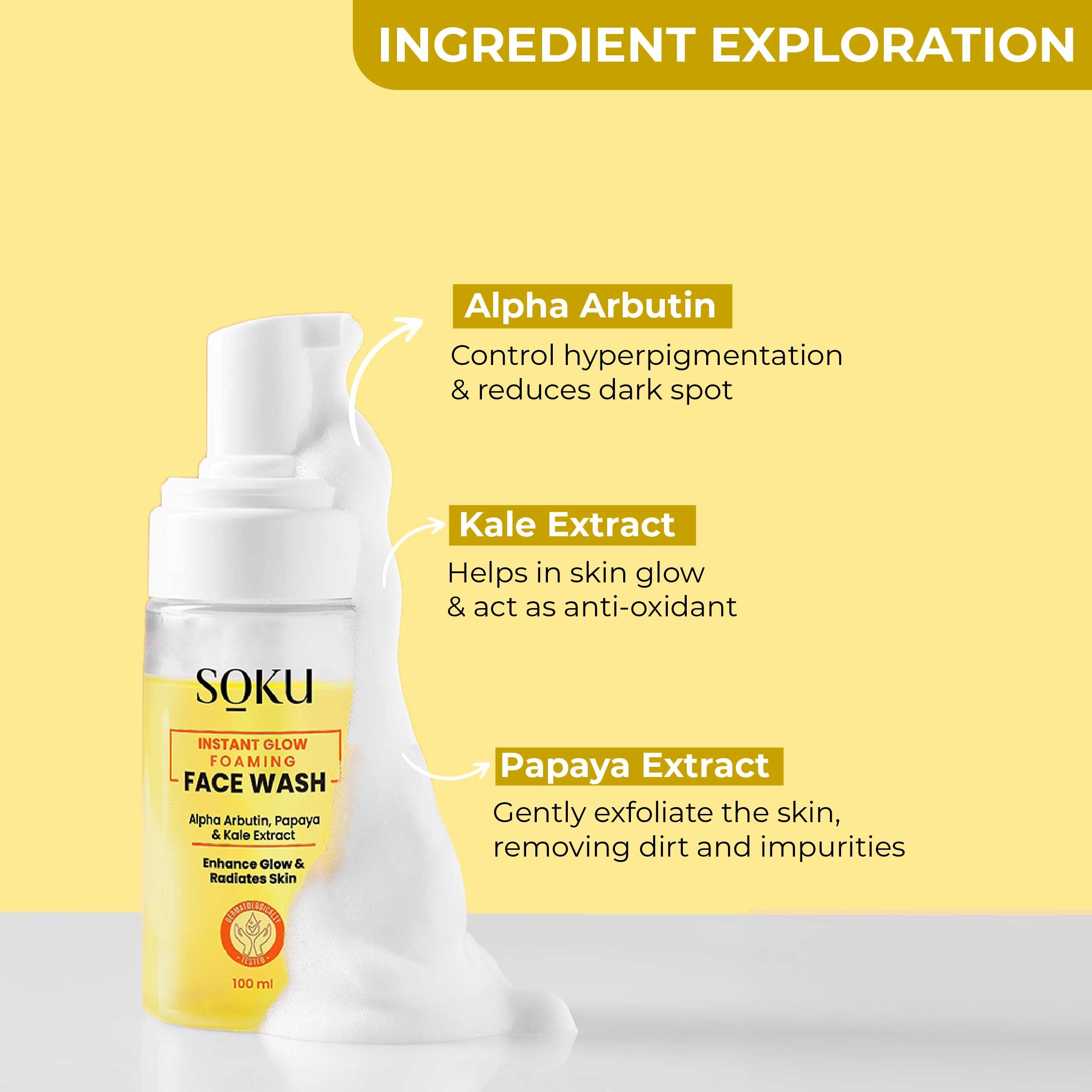 SOKU Instant Glow Foaming Face Wash- 100ml